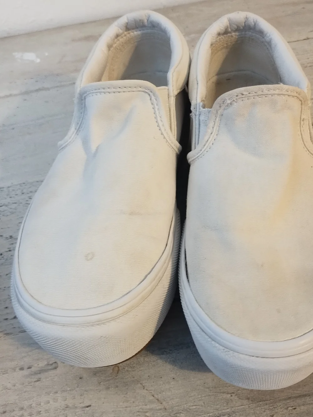 Vans Off The Wall Women's Canvas White Asher Platform ST Slip- On Shoe Sz 7